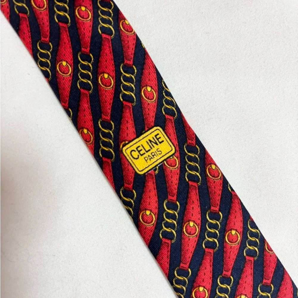 Celine Red and Black Diagonal Pattern Tie